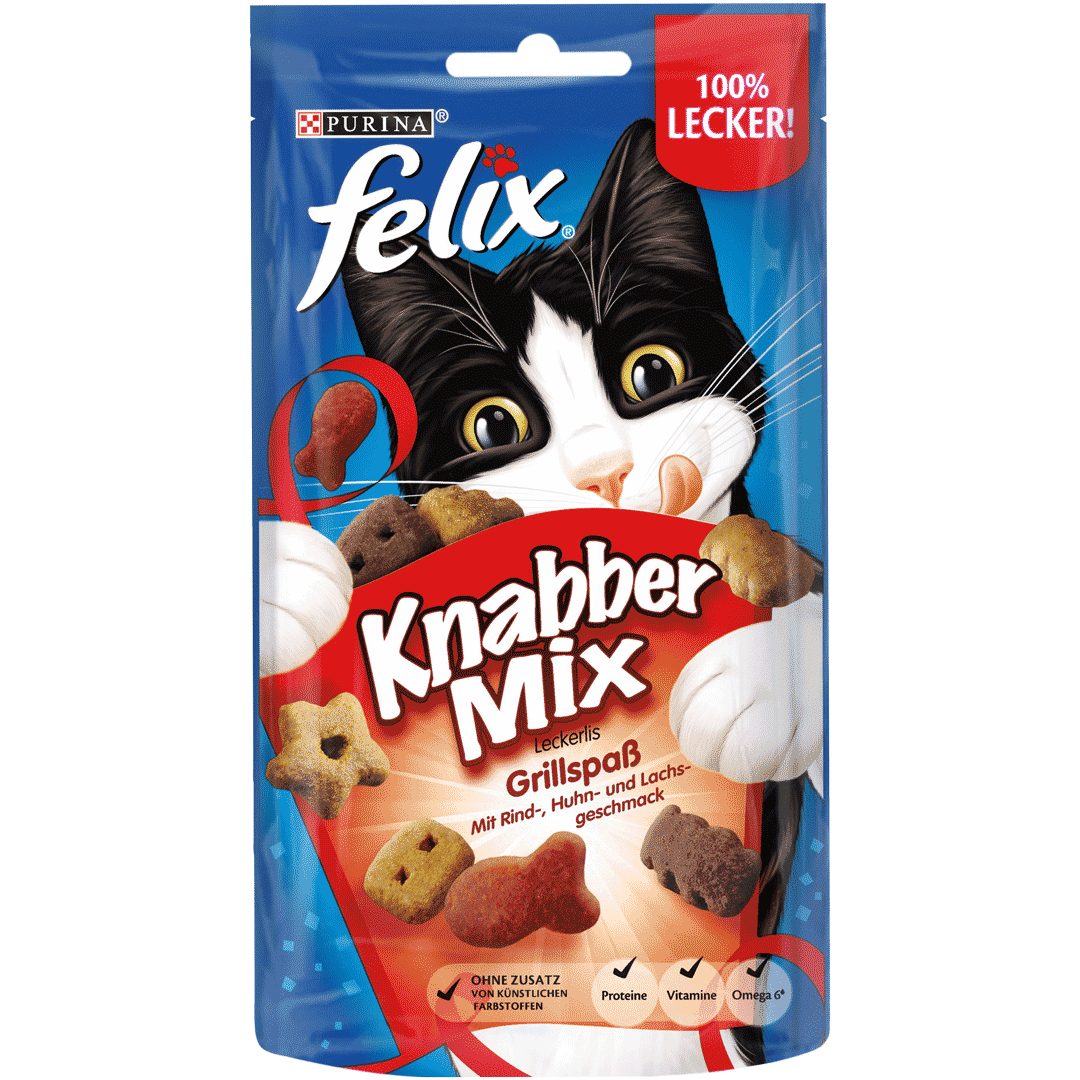 knabbermix grillspass mit rind huhn lachsgeschmack felix