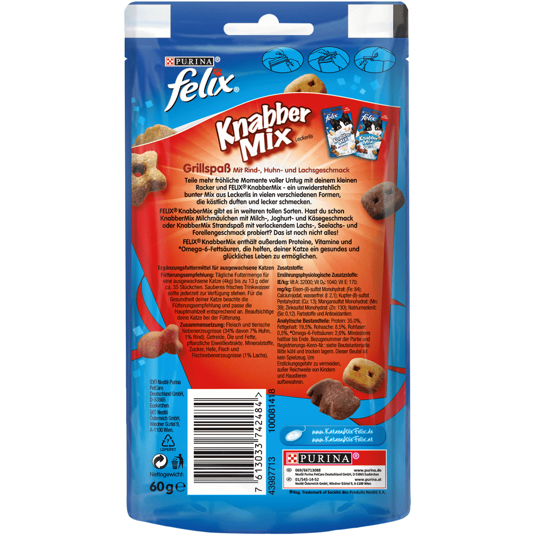 knabbermix grillspass mit rind huhn lachsgeschmack felix