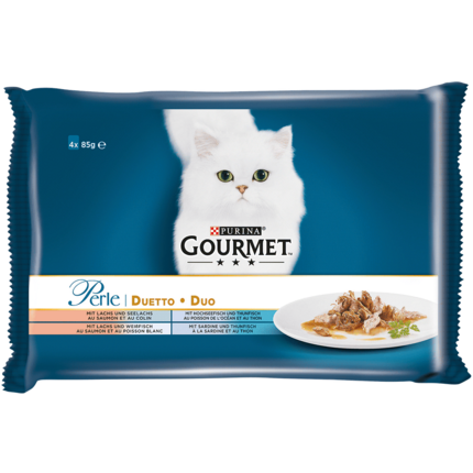 GOURMET™ Perle Duetto mit Lachs & Seelachs, Hochseefisch & Thunfisch, Lachs & Weißfisch, Sardine & Thunfisch