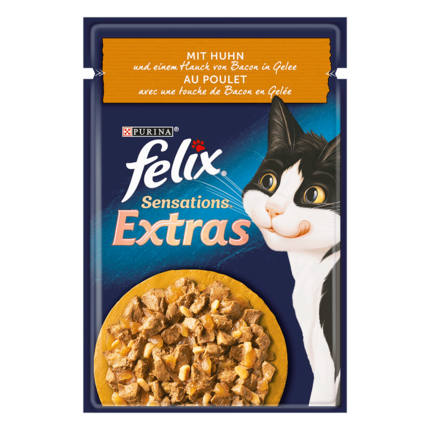 FELIX® Sensations Extras mit Huhn und einem Hauch von Bacon