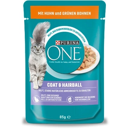 Purina ONE® Coat & Hairball mit Huhn und grünen Bohnen Vorderansicht