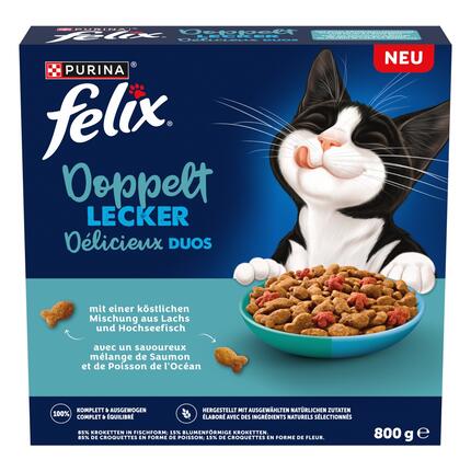 FELIX® Doppelt Lecker mit einer köstlichen Mischung aus Lachs und Hochseefisch und reich an Rote Bete