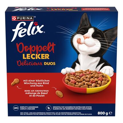 FELIX® Doppelt Lecker mit einer köstlichen Mischung aus Rind und Huhn und reich an Rote Bete