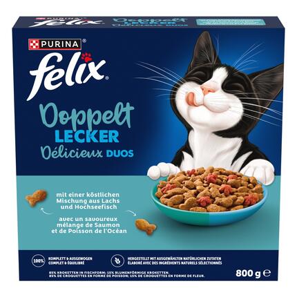 FELIX® Doppelt Lecker mit einer köstlichen Mischung aus Lachs und Hochseefisch und reich an Rote Bete