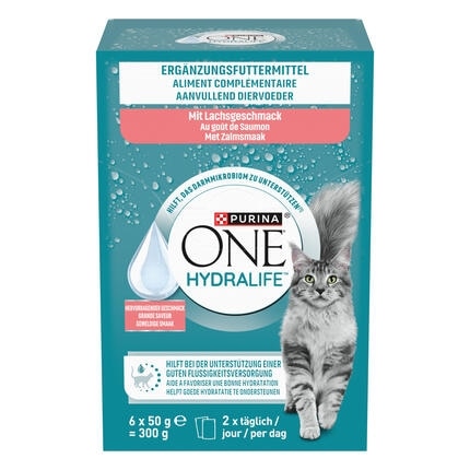 PURINA® ONE® HYDRALIFE™ Ergänzungsfuttermittel zur Unterstützung der Hydration deiner Katze, mit Lachsgeschmack