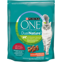 Purina ONE DUAL NATURE mit Spirulina für kastrierte Katzen reich an Rind 