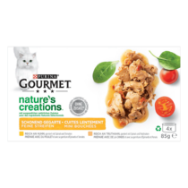 GOURMET™ Nature's Creations, reich an Huhn, garniert mit Spinat & Tomaten, reich an Truthahn, garniert mit Spinat & Pastinaken