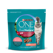 PURINA ONE DUAL NATURE mit Cranberries für kastrierte Katzen reich an Lachs