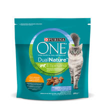 PURINA ONE DUAL NATURE Katzenfutter mit Spirulina für ausgewachsene Katzen reich an Huhn