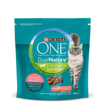 PURINA ONE DUAL NATURE mit Spirulina für kastrierte Katzen reich an Lachs