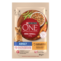 PURINA ONE MINI/SMALL Adult mit Huhn, Karotten und grünen Bohnen in Sauce