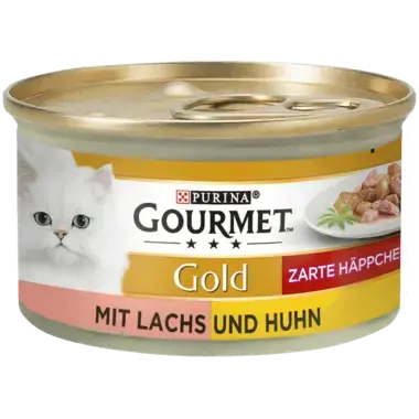 GOURMET Gold Zarte Häppchen in Sauce mit Lachs & Huhn Vorderansicht