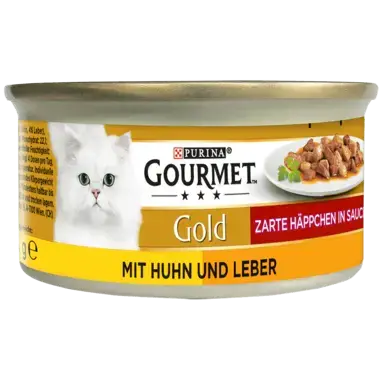 GOURMET Gold Zarte Häppchen in Sauce mit Huhn & Leber Seitenansicht