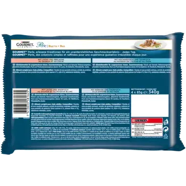 GOURMET™ Perle Duetto mit Lachs & Seelachs, Hochseefisch & Thunfisch, Lachs & Weißfisch, Sardine & Thunfisch Rückseite