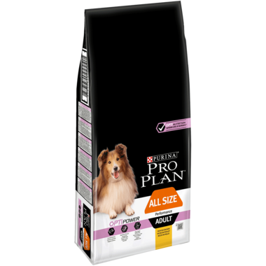 PRO PLAN® Hundefutter Adult All sizes Performance mit OPTIPOWER reich an Huhn Seitenansicht