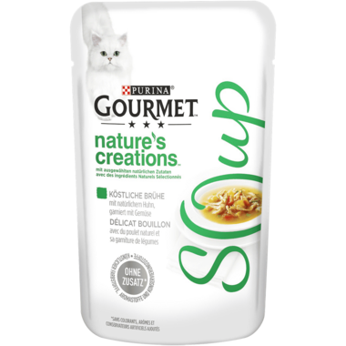 GOURMET™ Nature's Creations Soup, Köstliche Brühe mit natürlichem Huhn, garniert mit Gemüse Vorderansicht
