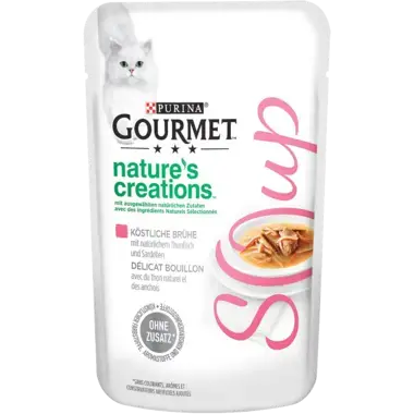 GOURMET™ Nature's Creations Soup, Köstliche Brühe mit natürlichem Thunfisch und Sardellen Vorderansicht