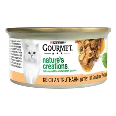 GOURMET™ Nature's Creations, reich an Truthahn, garniert mit Spinat und Pastinaken Seitenansicht