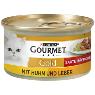 GOURMET Gold Zarte Häppchen in Sauce mit Huhn & Leber Vorderansicht