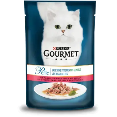 GOURMET Perle Erlesene Streifen mit Forelle & Spinat Vorderansicht