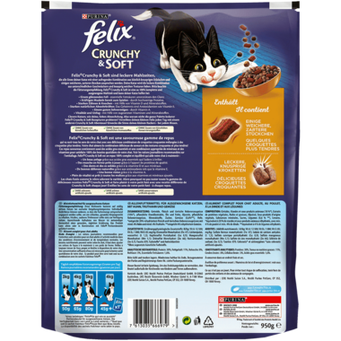 FELIX® Crunchy & Soft mit Huhn, Truthahn und Gemüse Rückseite