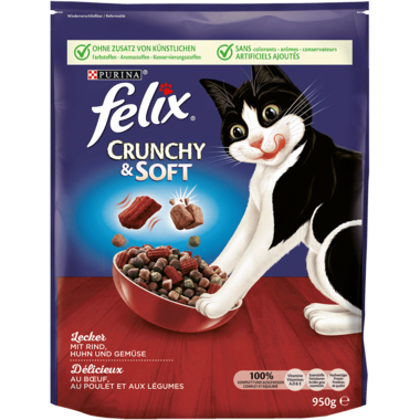 FELIX® Crunchy & Soft mit Rind, Huhn und Gemüse Vorderansicht