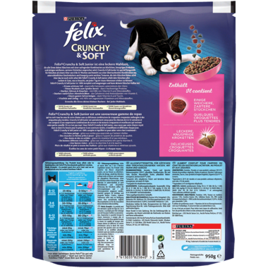 FELIX® Crunchy & Soft Junior mit Huhn und Gemüse Rückseite