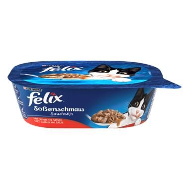 FELIX® Soßenschmaus mit Rind in Soße Seitenansicht