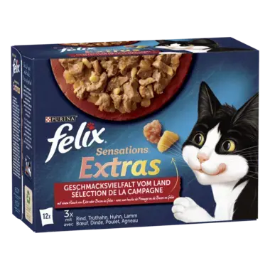 FELIX Sensations Extras Geschmacksvielfalt vom Land Seitenansicht