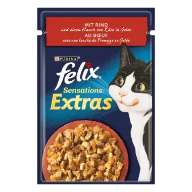 FELIX Sensations Extras mit Rind und einem Hauch von Käse Vorderansicht