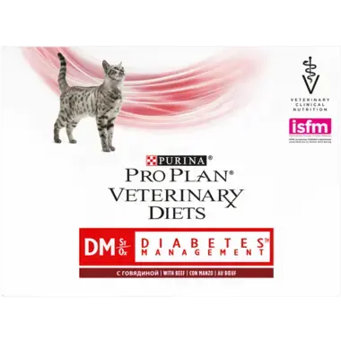 PRO PLAN VETERINARY DIETS Feline DM Diabetes Management Nassfutter Rind​​​​​ Vorderansicht