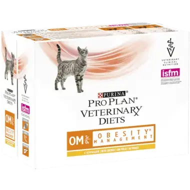 PRO PLAN VETERINARY DIETS Feline OM Obesity Management™ Beutel Huhn Seitenansicht
