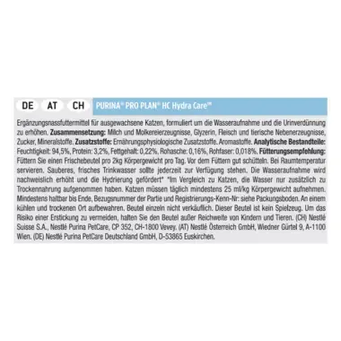 PRO PLAN HC Hydra Care Feline Hydration Supplement Rückseite