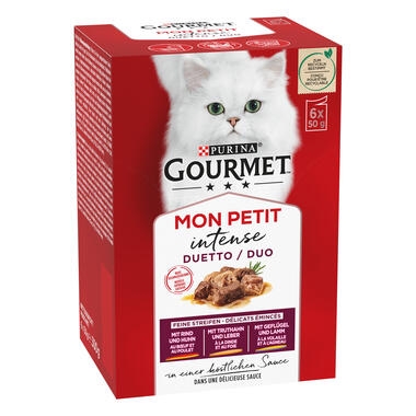 GOURMET® Mon Petit Duetti mit Rind & Huhn, Truthahn & Leber, Geflügel & Lamm Seitenansicht
