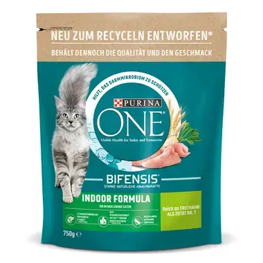 PURINA ONE Indoor Formula reich an Truthahn und Vollkorn-Getreide
