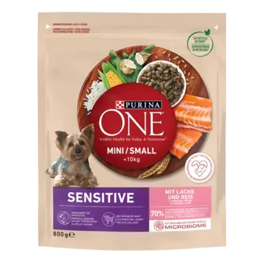 Purina ONE MINI Sensitive mit Lachs und Reis Vorderseite