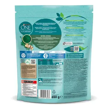 PURINA ONE DualNature NATURAL DEFENSE Adult mit Spirulina & Lachs Hinteransicht