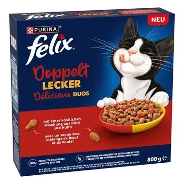 FELIX® Doppelt Lecker mit einer köstlichen Mischung aus Rind und Huhn und reich an Rote Bete