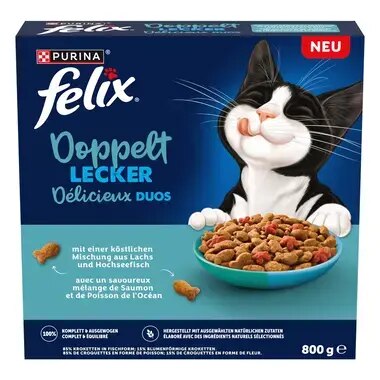 FELIX® Doppelt Lecker mit einer köstlichen Mischung aus Lachs und Hochseefisch und reich an Rote Bete