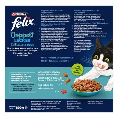 FELIX® Doppelt Lecker mit einer köstlichen Mischung aus Lachs und Hochseefisch und reich an Rote Bete