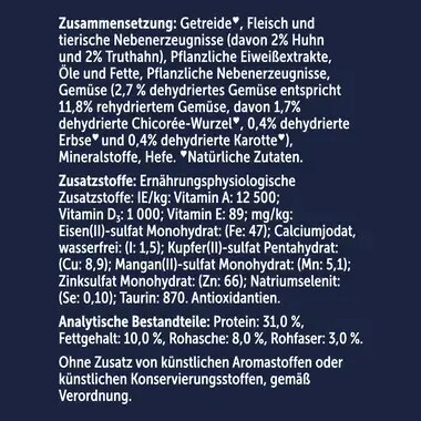 FELIX® Doppelt Lecker Inhome mit einer köstlichen Mischung aus Huhn und Truthahn und mit Gemüse