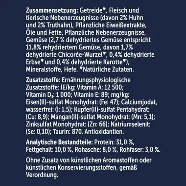 FELIX® Doppelt Lecker Inhome mit einer köstlichen Mischung aus Huhn und Truthahn und mit Gemüse