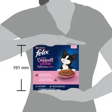 FELIX® Doppelt Lecker Junior mit einer köstlichen Mischung aus Huhn und Truthahn, mit Milch und mit Gemüse