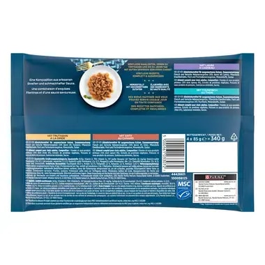 GOURMET Perle Erlesene Streifen in Sauce mit Truthahn, Thunfisch, Ente, Lamm
