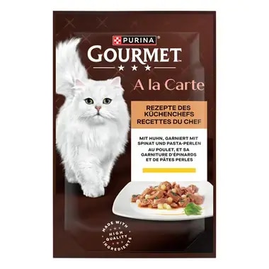 GOURMET A la Carte mit Huhn, garniert mit Spinat und Pasta-Perlen