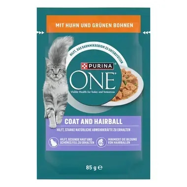 PURINA ONE Coat & Hairball mit Huhn und grünen Bohnen