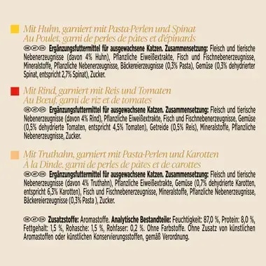 GOURMET Soup Royale mit Rind, Huhn oder Truthahn, garniert mit Gemüse, Pasta oder Reis