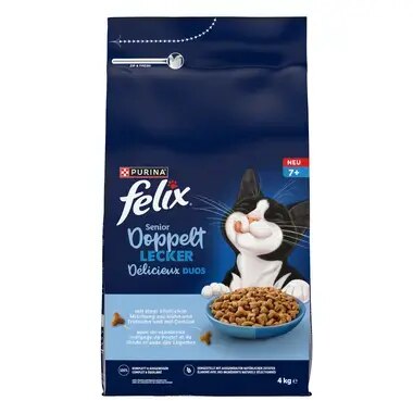 FELIX® Doppelt Lecker 7+ mit einer köstlichen Mischung aus Huhn und Truthahn und mit Gemüse