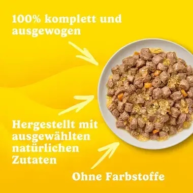 PURINA® FRISKIES® Adult in Gelee mit Rind und Karotten, Truthahn, Leber und grünen Bohnen, Ente