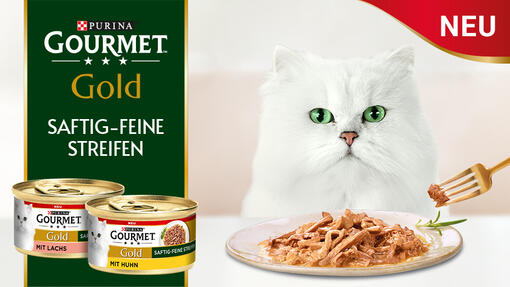 GOURMET Gold Saftig-feine Streifen mit Katze